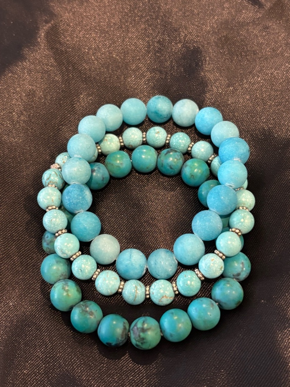 Turquoise Beaded Stretch Bracelet Set - Blue